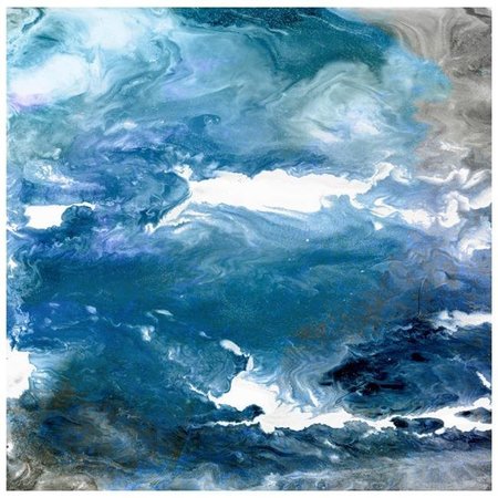 EMPIRE ART DIRECT Empire Art Direct TMP-150754A-3838 38 x 38 in. Blue Glistening Tide A Abstract Frameless Tempered Glass Panel Contemporary Wall Art TMP-150754A-3838
